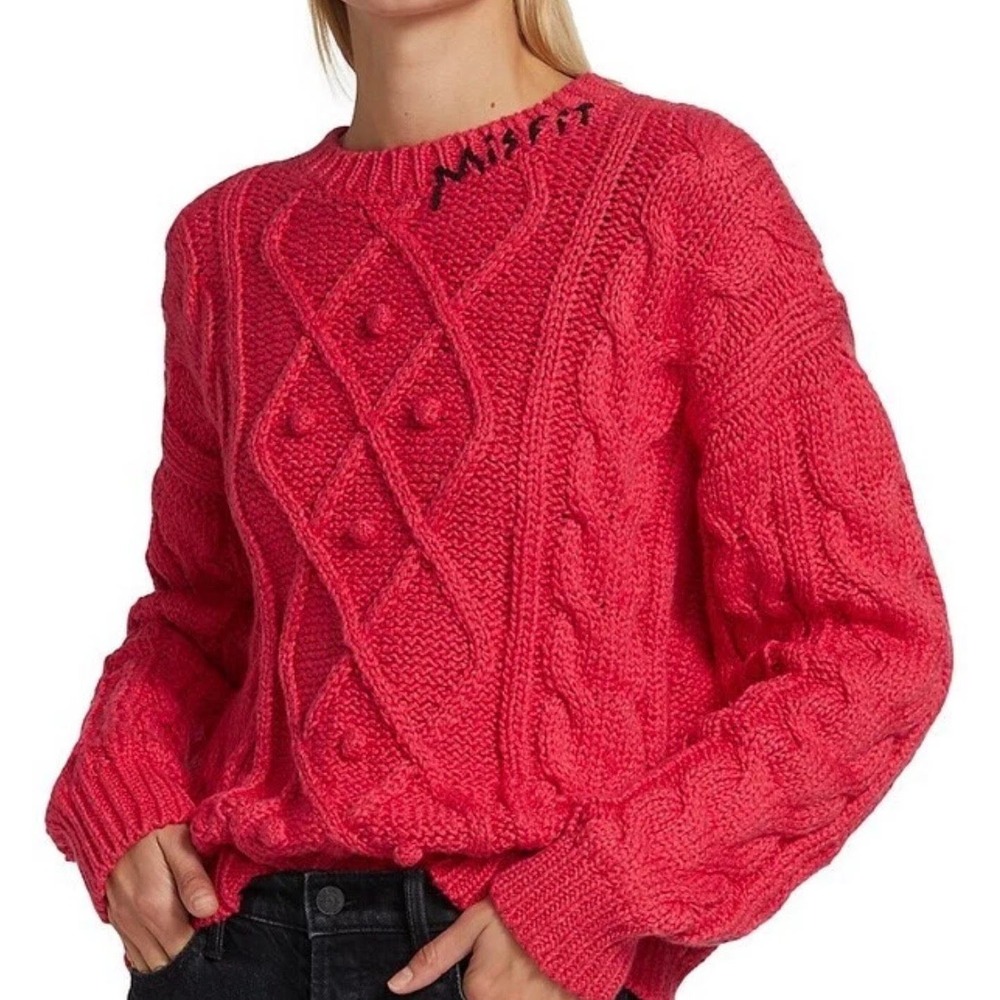 MOTHER The Misfit "Don't Sweat It" Cable Knit Sweater Women's L NWT